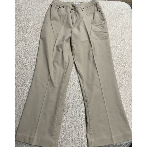 Denim & Company Women's 12 Khaki Pants High Rise Bootcut Elastic Waist Zip Fly - Picture 1 of 10